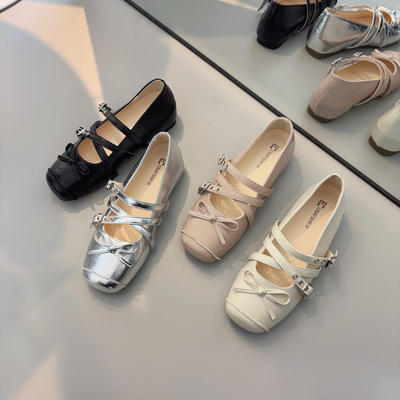 春夏内增高交叉带蝴蝶结玛丽珍鞋