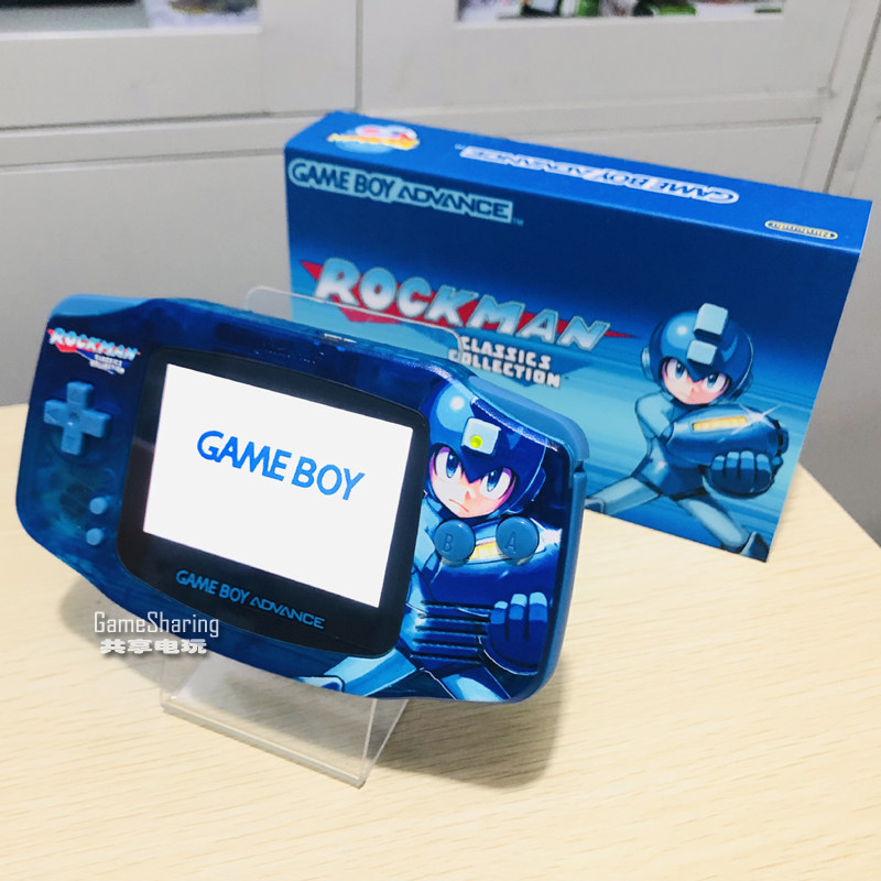 任天堂原装gameboy游戏机IPS高亮背光GBA掌机 怀旧礼品  洛克人蓝
