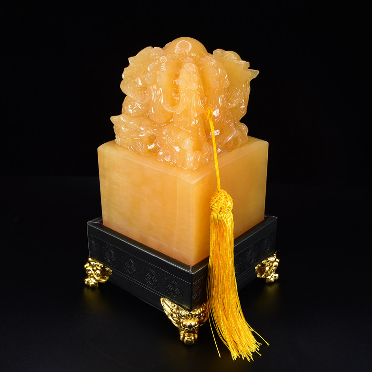 8cm米黄玉仿古九龙章 秦始皇乾隆皇帝传国故宫龙头玉玺印章篆刻