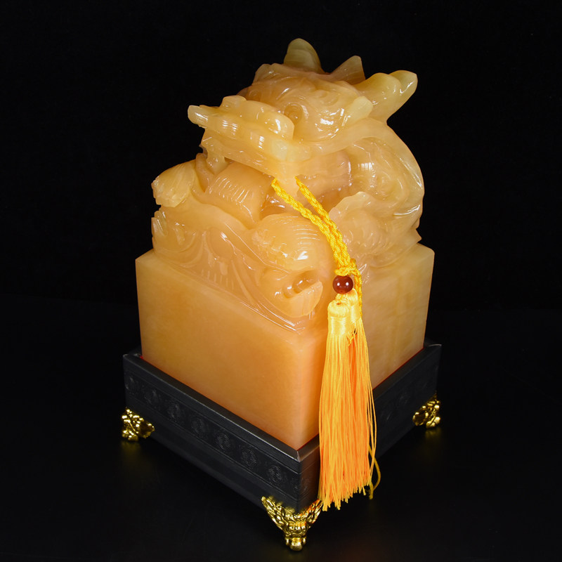 12cm天然米黄玉龙头大印章秦始皇乾隆皇帝传国故宫玉玺印章篆刻