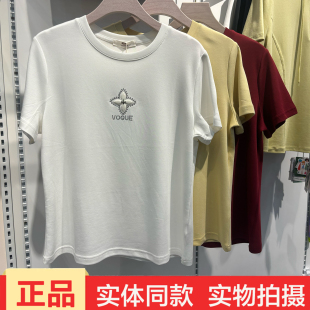 香衣雅昂6905新款夏季烫钻短袖T恤女士宽松显瘦休闲上衣潮酷女装