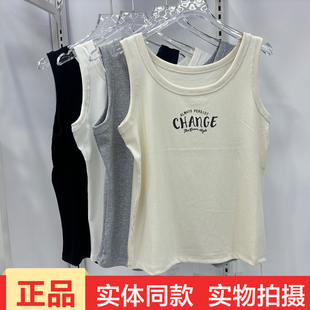 富欣娜2713螺纹吊带背心女士字母印花无袖上衣打底衫百搭内搭修身