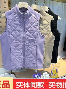 动氧9910女士山羊绒立领马甲冬季新款奥粒绒拼接无袖保暖马夹上衣