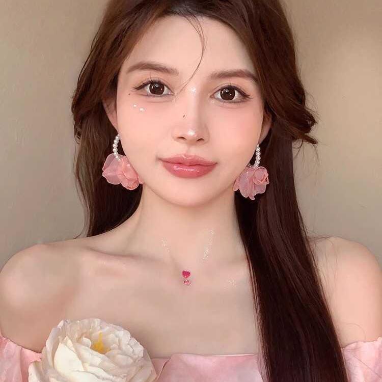 黄色海边夏季耳圈花朵珍珠仙气