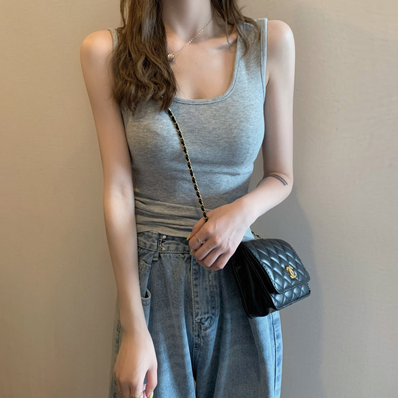白色吊带背心女修身内搭打底衫夏季运动无袖t恤外穿纯色上衣ins潮
