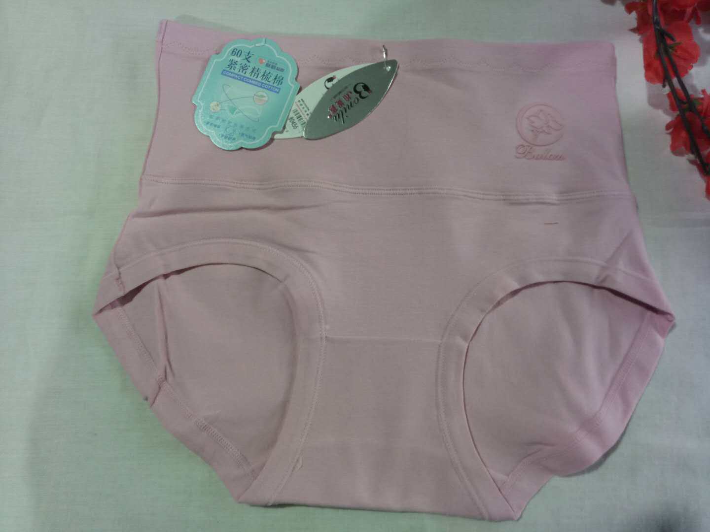 透气贴身高腰收腹RC棉女三角裤60支紧密精梳棉纯色内裤MM纯棉短裤