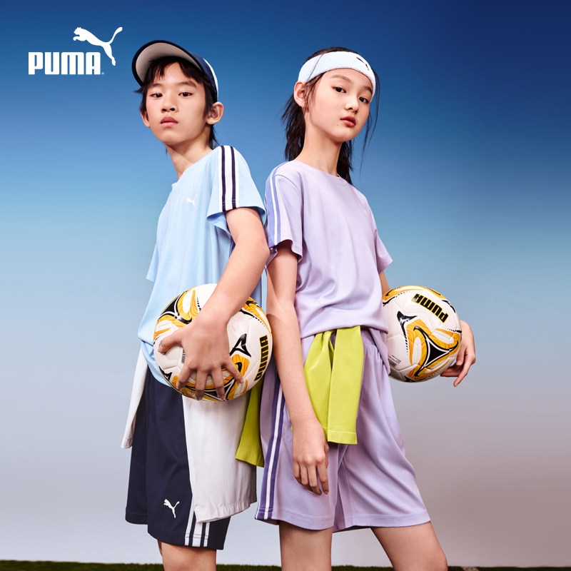 PUMA彪马T7系列童装新款儿童夏季短袖套装吸湿速干2件套运动短裤