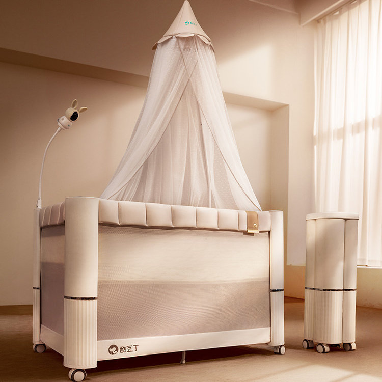 酷豆丁云朵智能哄睡婴儿床折叠拼接大床可移动新生婴儿床宝宝床