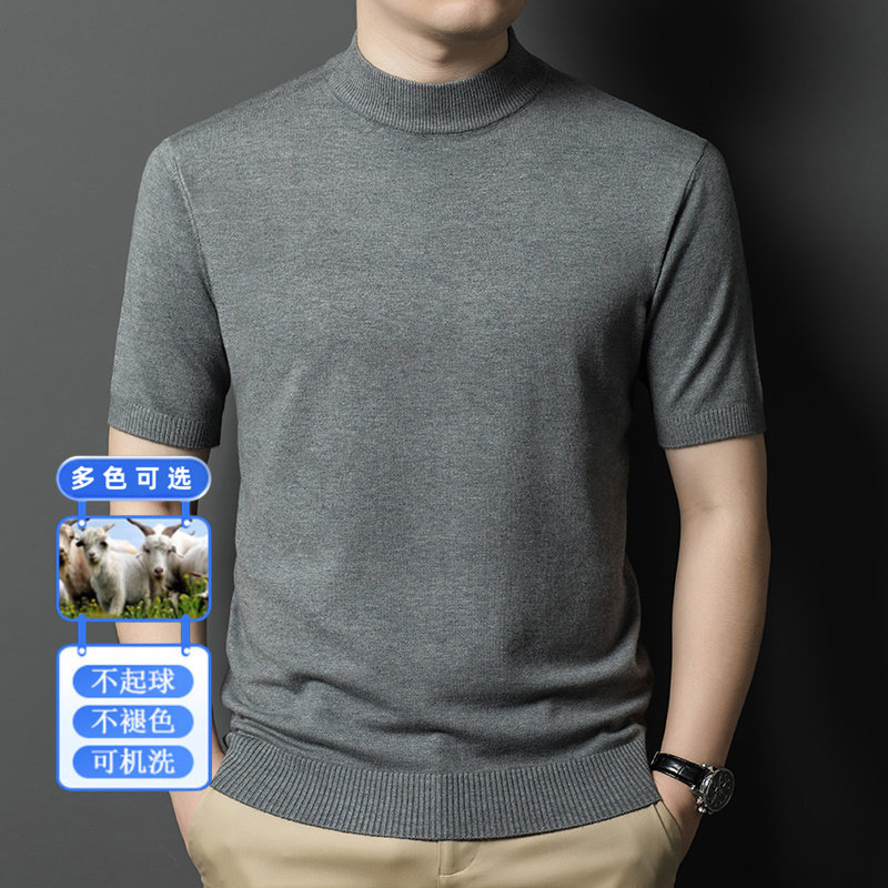 春秋季羊毛衫短袖毛衣男士中青年