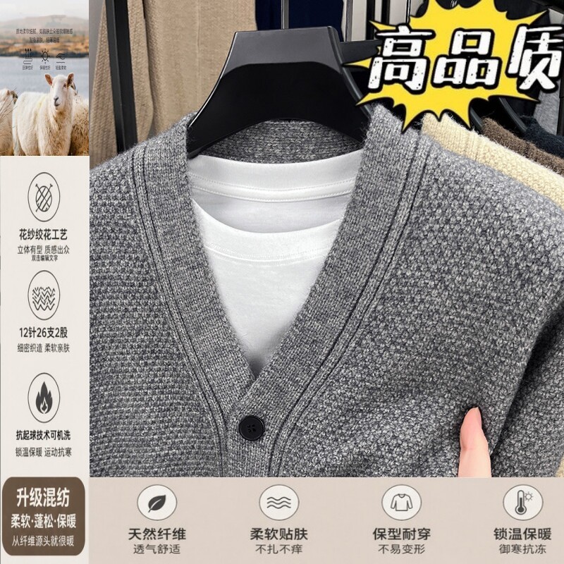 2025新款V领羊毛衫男士针织衫