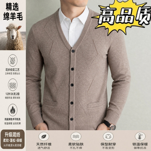 秋冬季羊毛开衫男士加厚有口袋