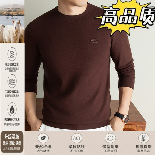 春秋季薄款针织衫毛衣圆领休闲男