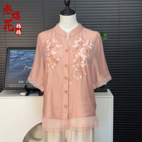 新中式妈妈夏装时尚短袖t恤上衣