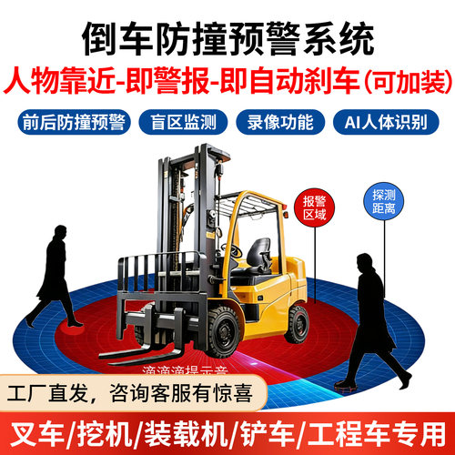 皓宁跃叉车挖机铲车倒车雷达影像