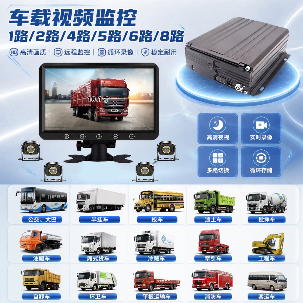 货车八路监控记录仪GPS远程