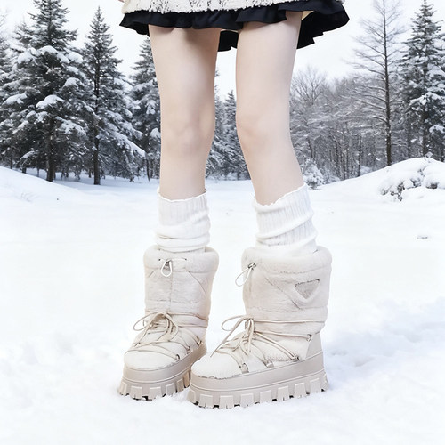 冬季新款雪地靴女鞋保暖绑带短靴