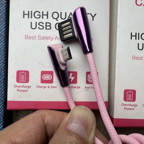 左弯Micro USB转USB公数据线直角弯头90度安卓数据线 铜线1米盒装 大厂尾货USB双面插 游戏手机充电线