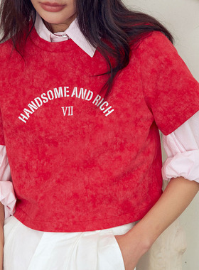 HOWL 小个子潮人必入炒色晕染字母刺绣短款T恤