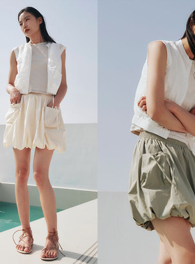 HOWL STUDIO设计师品牌夏日空气感花苞口袋半裙女