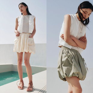 HOWL STUDIO设计师品牌夏日空气感花苞口袋半裙女