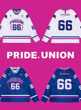 PRIDE*UNION刺绣号码长袖速干V领橄榄球服Blockcore球服风24新款