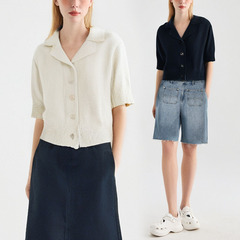 HOWL STUDIO香港设计师品牌新品高捻圈圈棉西装领针织上衣女