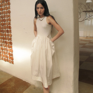 HOWL 小个子必入长裙双面料拼接运动抽绳卡扣细节长裙