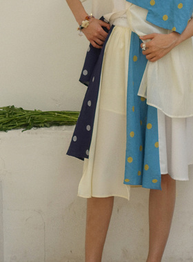 HOWL 美术生本命半裙棉麻刺绣波点层次感拼接夏日轻盈灵动半裙