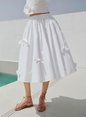 HOWL 甜酷女神小白裙立体肌理感蝴蝶结量感大裙摆伞裙