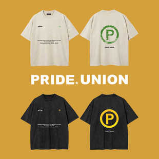 纯棉撞色LOGO印花字母宽松水洗TEE 2024初秋新款 PRIDE UNION