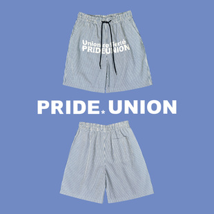 新品 5分库夏季 Union骄傲集结条纹牛仔法语印花短裤 Pride