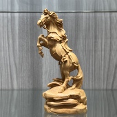 小叶黄杨木精雕战马立马成功实木摆件家居客厅办公室装 饰脱僵之马