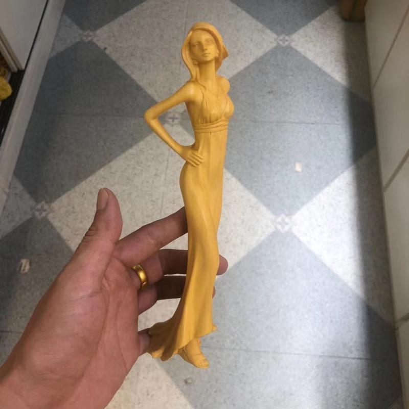 黄杨木雕现代欧美人物性感美女花样年华摆件家居装饰实木手工艺品