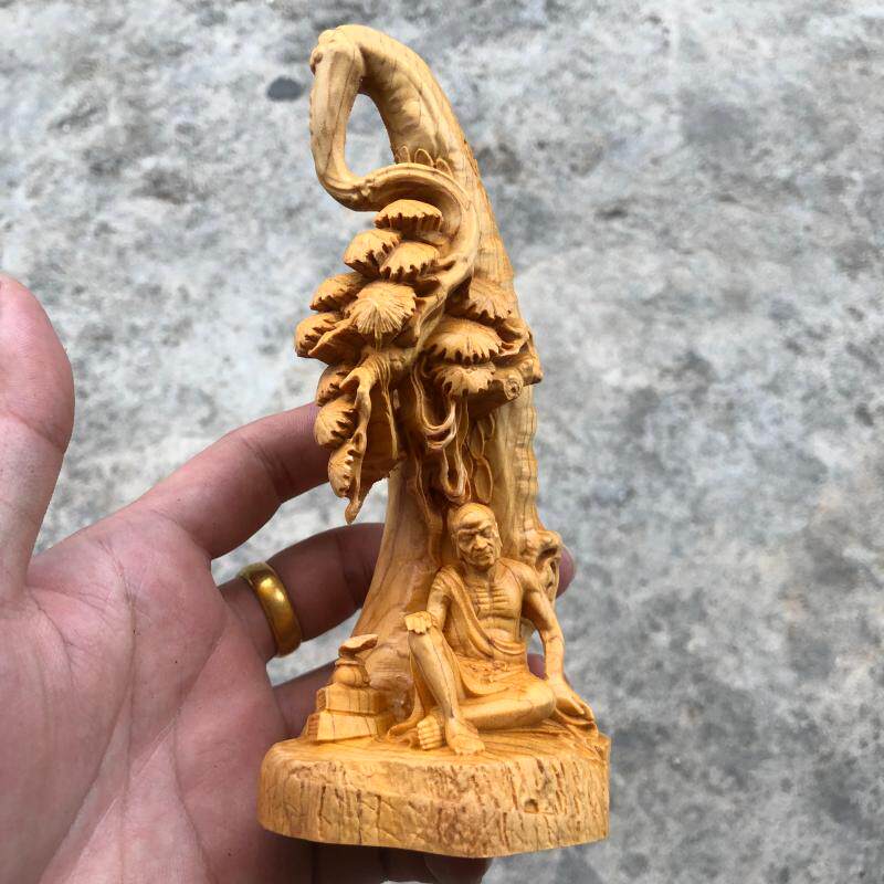 崖柏木精雕松下罗汉达摩人物佛像摆件家居客厅装饰工艺品十八罗汉