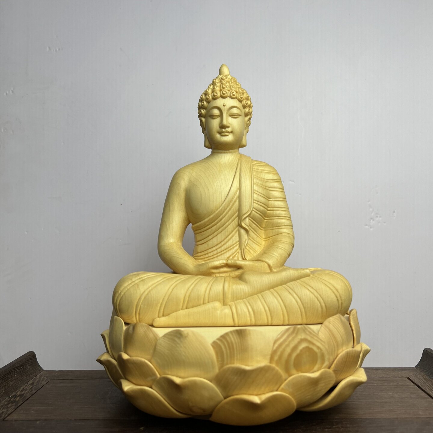 加拿大桧木雕东南亚泰国释迦牟尼佛像宗教禅意摆件收家居寺庙供奉