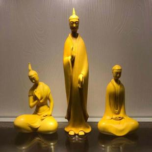 黄杨木雕北魏佛三神尊木质佛像工艺品意境摆件家居客厅供奉收藏品