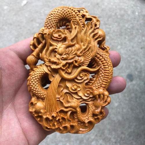 崖柏木生肖龙牌钥匙祥龙汽车挂件