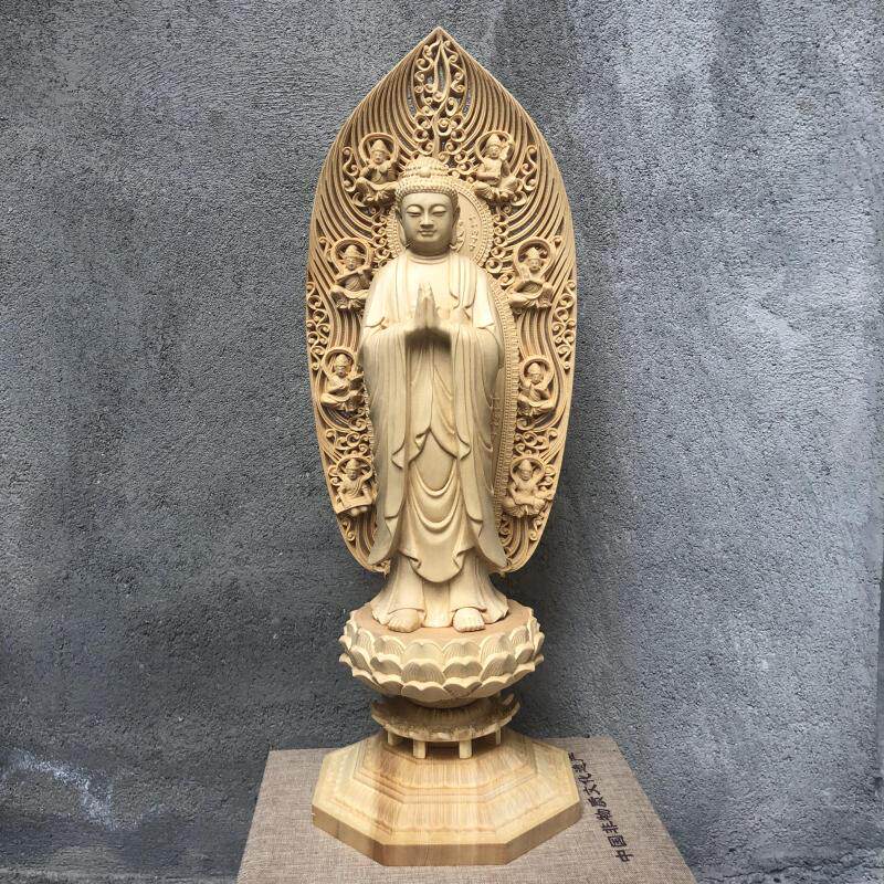 加拿大桧木雕刻佛门创始人释迦牟尼佛祖佛陀摆件家居寺庙供奉饰品