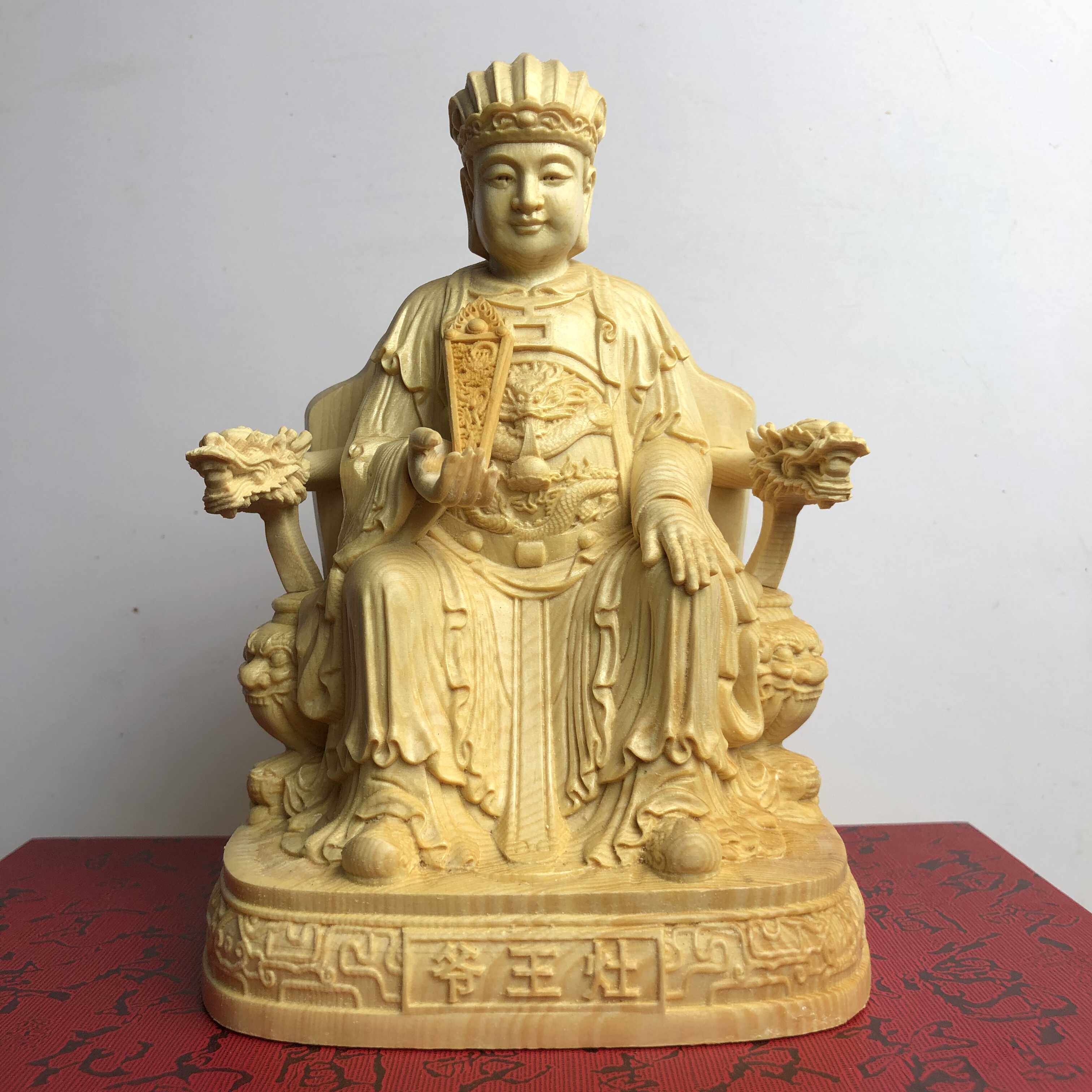 桧木雕灶王爷九灵元王定福神君
