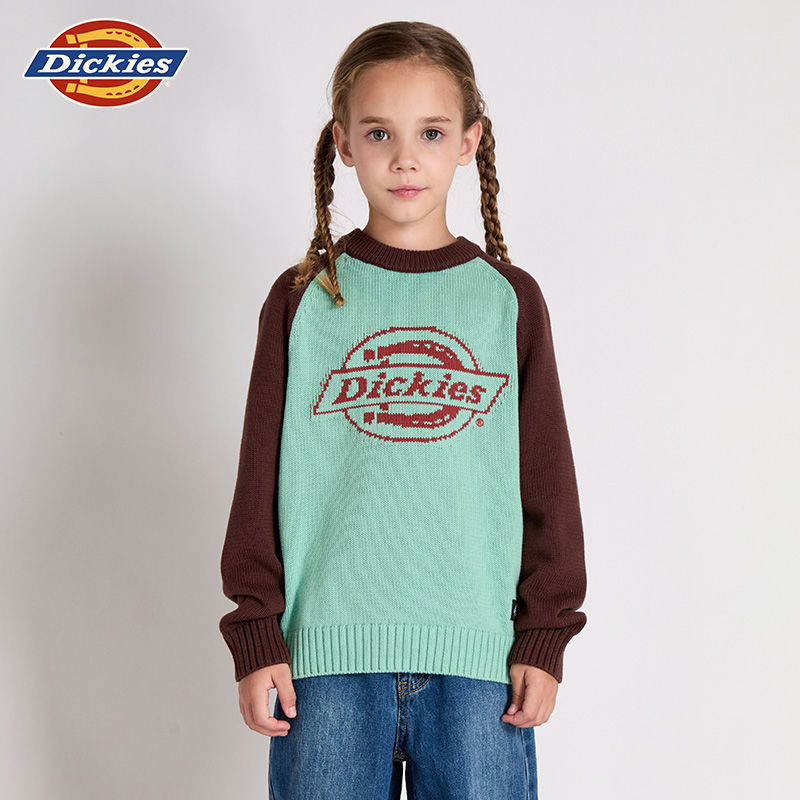 Dickies儿童毛衣上衣2025年新款秋冬针织衫打底衫外穿圆领宽松