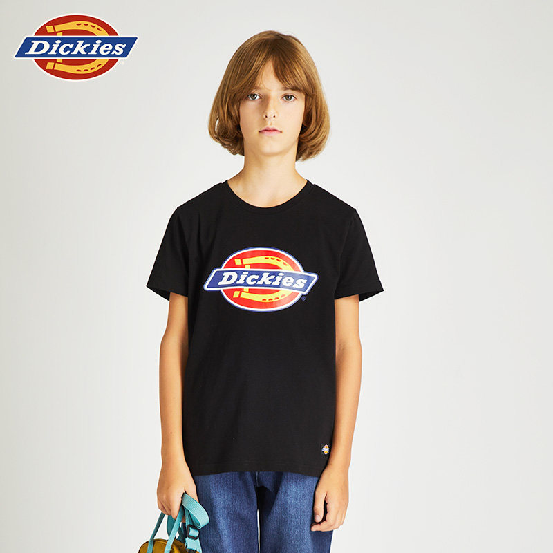 Dickies童装春夏新品男女童新款彩色LOGO印花圆领T恤大童套头T恤