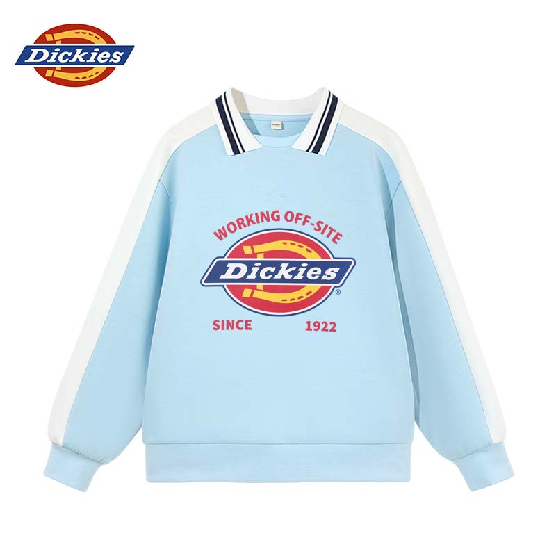 Dickies2025秋冬新款圆领卫衣中大童宽松休闲卫衣基础百搭打底衫