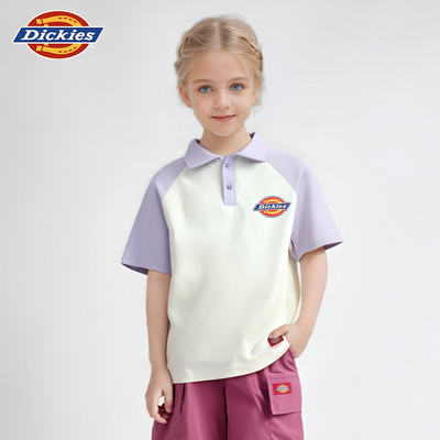 Dickiespolo衫儿童粉色短袖t恤夏
