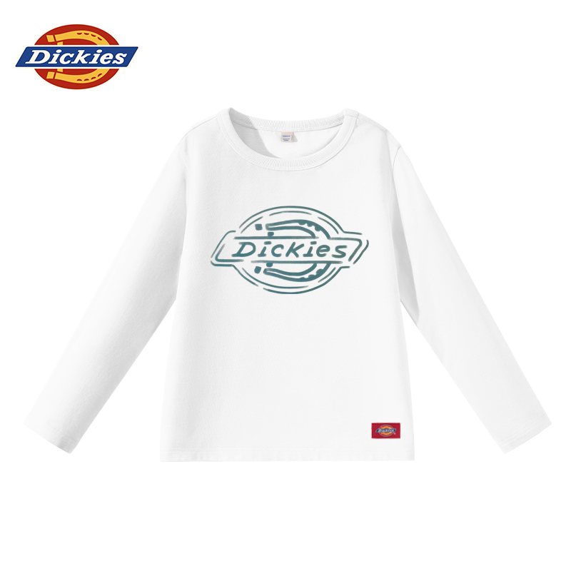 Dickies童装儿童t恤长袖春秋款2025新款中大童纯棉上衣男童打底衫