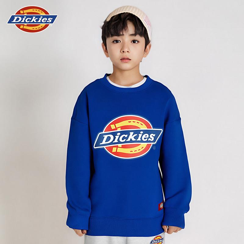 Dickies儿童卫衣2025春秋新款休闲红色圆领加绒保暖舒适学生上衣