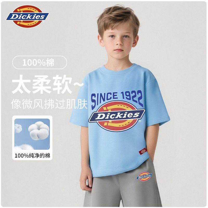 Dickies儿童2025清仓夏季纯棉圆领透气休闲T恤短袖252K30LSD321