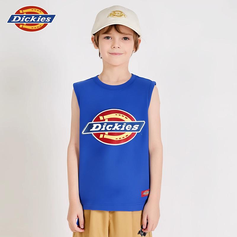 Dickies儿童彩色LOGO经典无袖圆领纯棉休闲T恤夏季男女童2025清仓