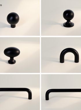 黑色简约实心黄铜柜门拉手衣柜子橱柜抽屉法式北欧柜门黄铜长把手