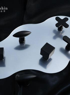 复古黑色创意黄铜柜门拉手加减橄榄型法式衣柜把手橱柜鞋柜小拉手