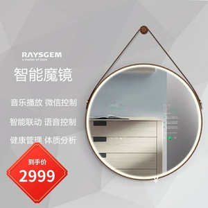 Raysgem锐吉Loona智能魔镜浴室壁挂式玄关卫生间圆形镜子wifi触屏